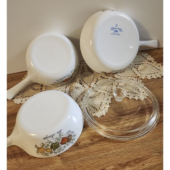 Corningware Pan Set Spice O' Life - 3 pans & 1 lid Vintage Set - Picture 10 of 11